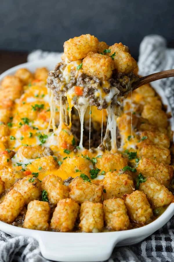 Tater Tot Casserole with Ground Beef