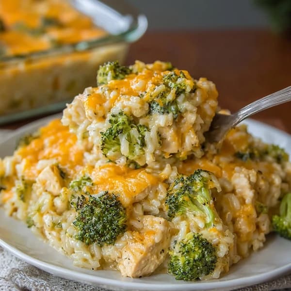 broccoli chicken casserole served