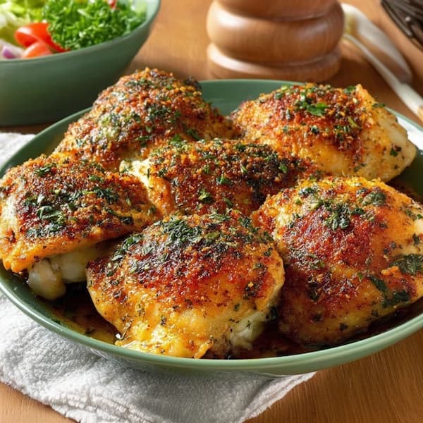 chicken tighs served